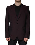Veste blazer en laine Bordeaux à boutonnière simple de Dolce & Gabbana, élégante et classique, portée sur un mannequin.