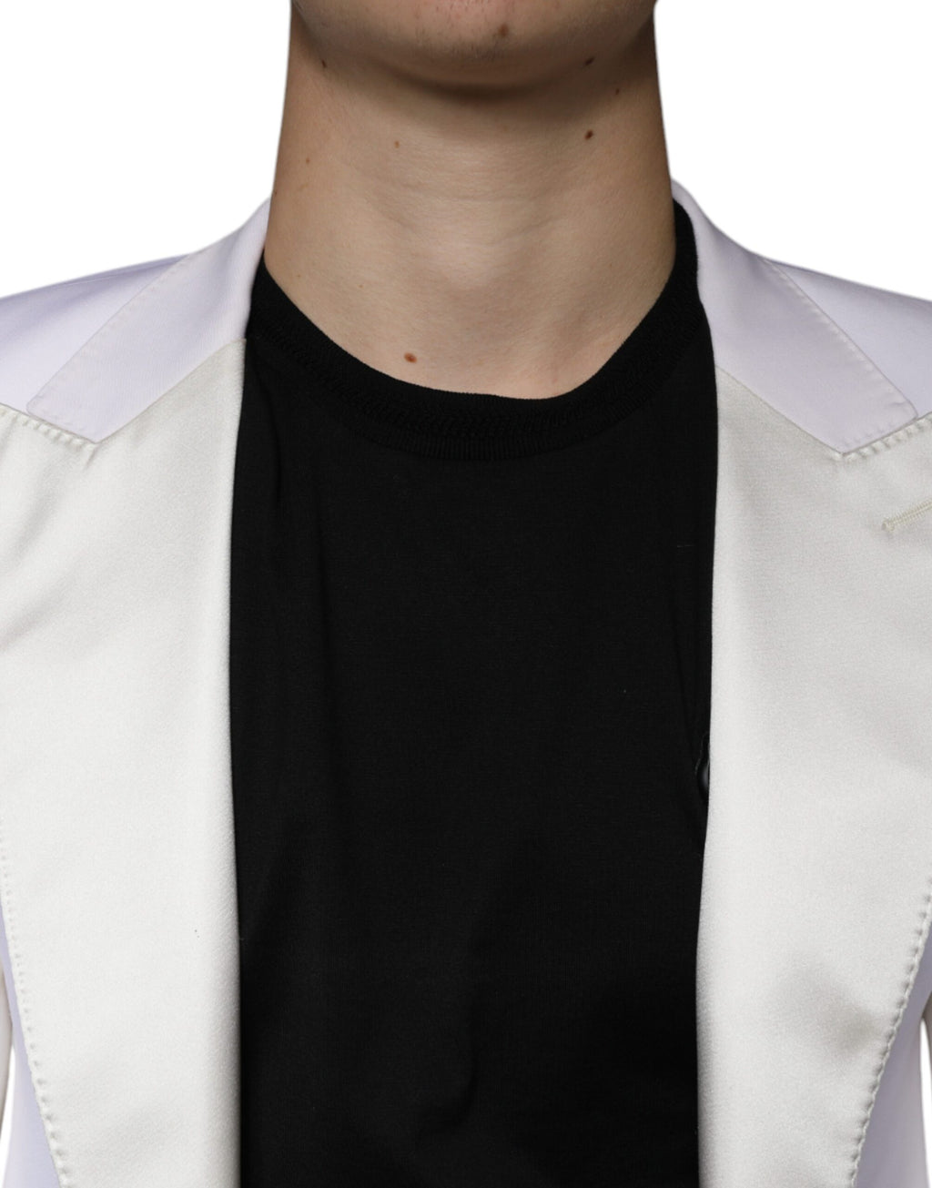 Veste blazer en laine blanche Dolce & Gabbana à un bouton, style simple et élégant, vue de face sur un fond neutre.