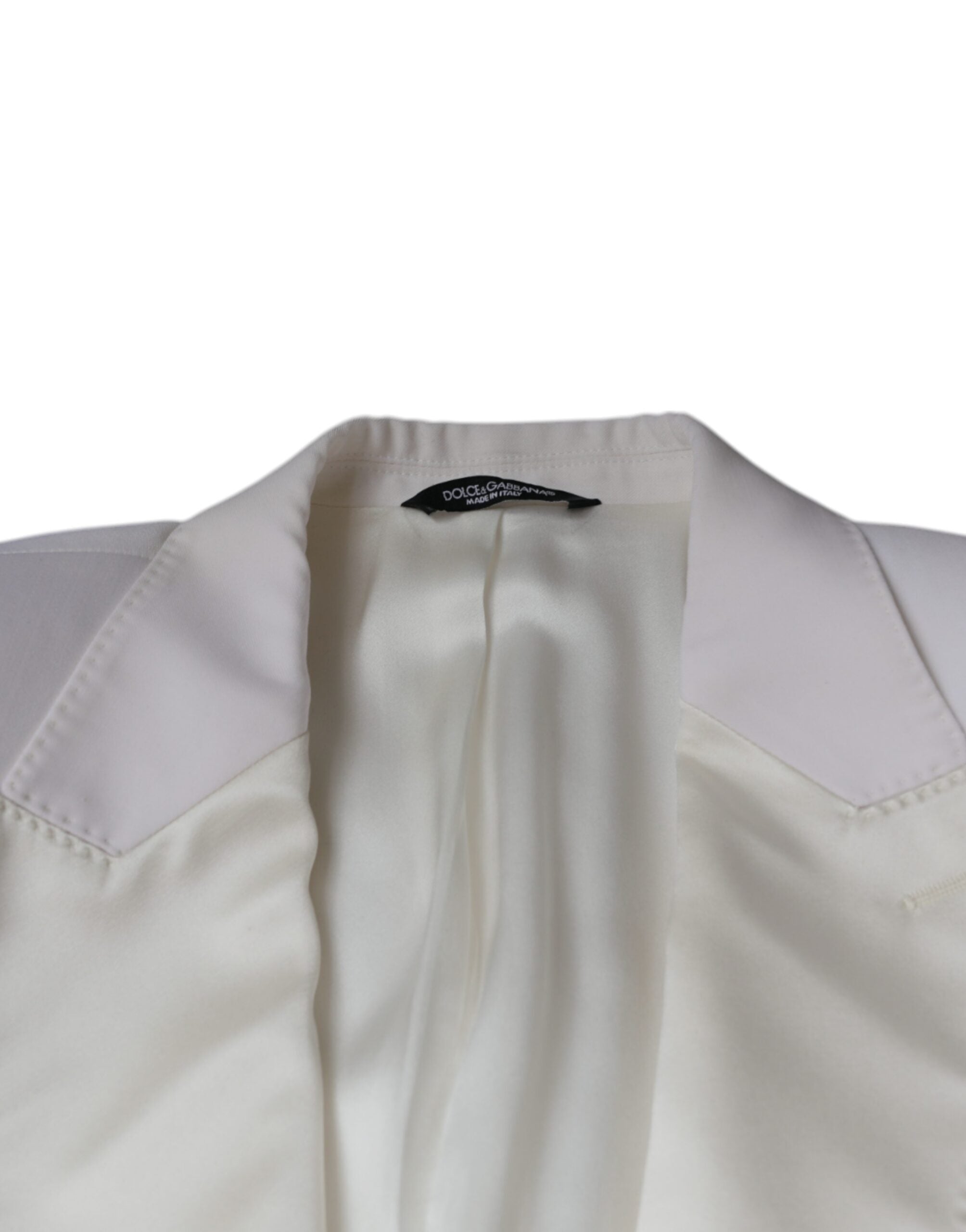 Veste blazer en laine blanche Dolce & Gabbana à un bouton, coupe croisée, élégante et sophistiquée.