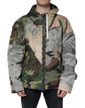 Veste à capuche zippée Dolce & Gabbana à camouflage multicolore, fermeture éclair complète, look décontracté et tendance.