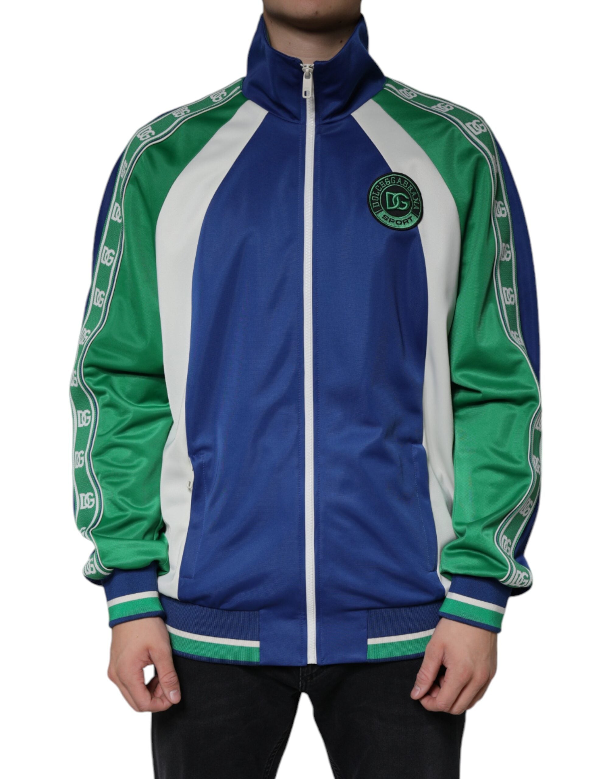 Veste bomber Dolce & Gabbana en polyester multicolore avec fermeture éclair complète, style moderne et élégant.