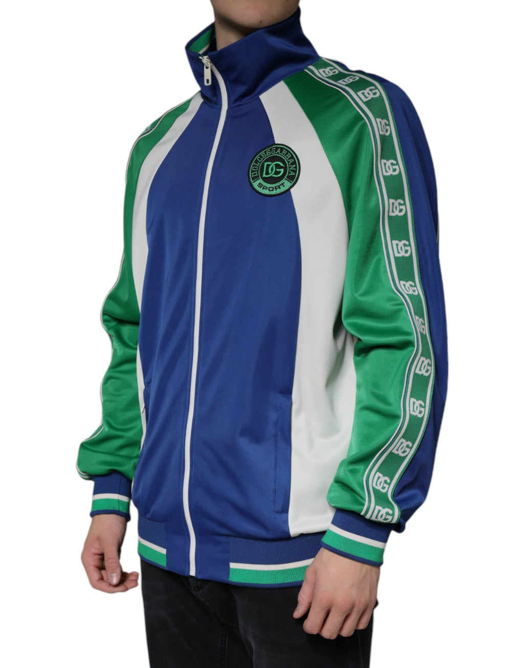 Veste bomber Dolce & Gabbana en polyester multicolore avec fermeture éclair complète, style tendance et moderne.