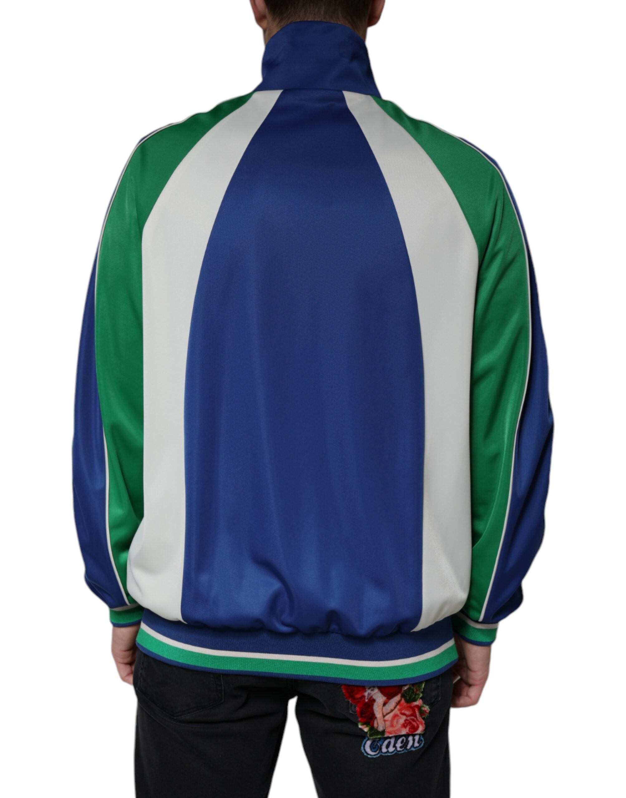 Veste bomber en polyester multicolore de Dolce & Gabbana avec fermeture éclair complète, style moderne et design coloré.