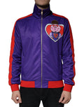 Veste bomber Dolce & Gabbana année du cochon violette à fermeture éclair complète, style élégant et graphique.