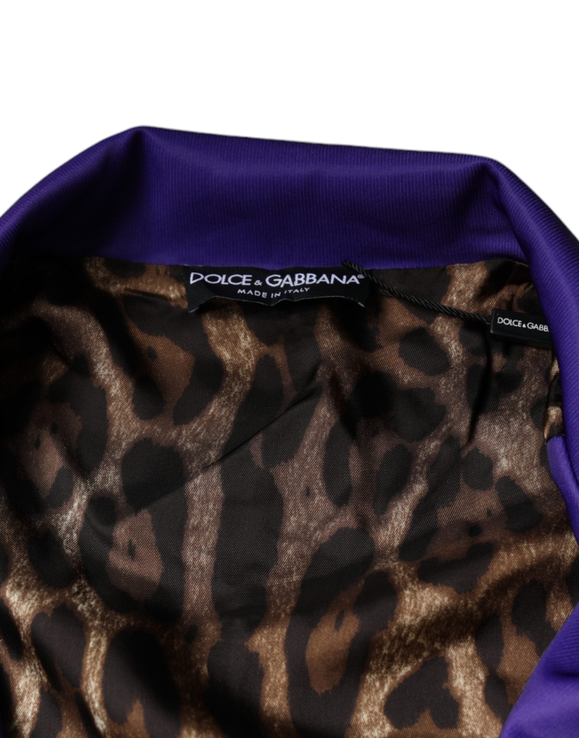 Veste bomber zippée pour l'année du cochon, coloris violet, Dolce & Gabbana, avec logo et design élégant.