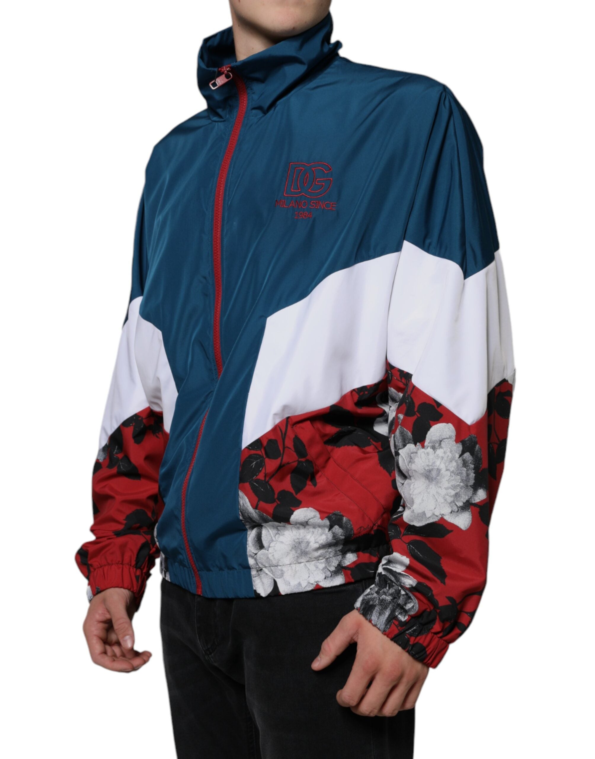 Veste zippée en polyester multicolore de Dolce & Gabbana, style moderne et design coloré pour hommes ou femmes.