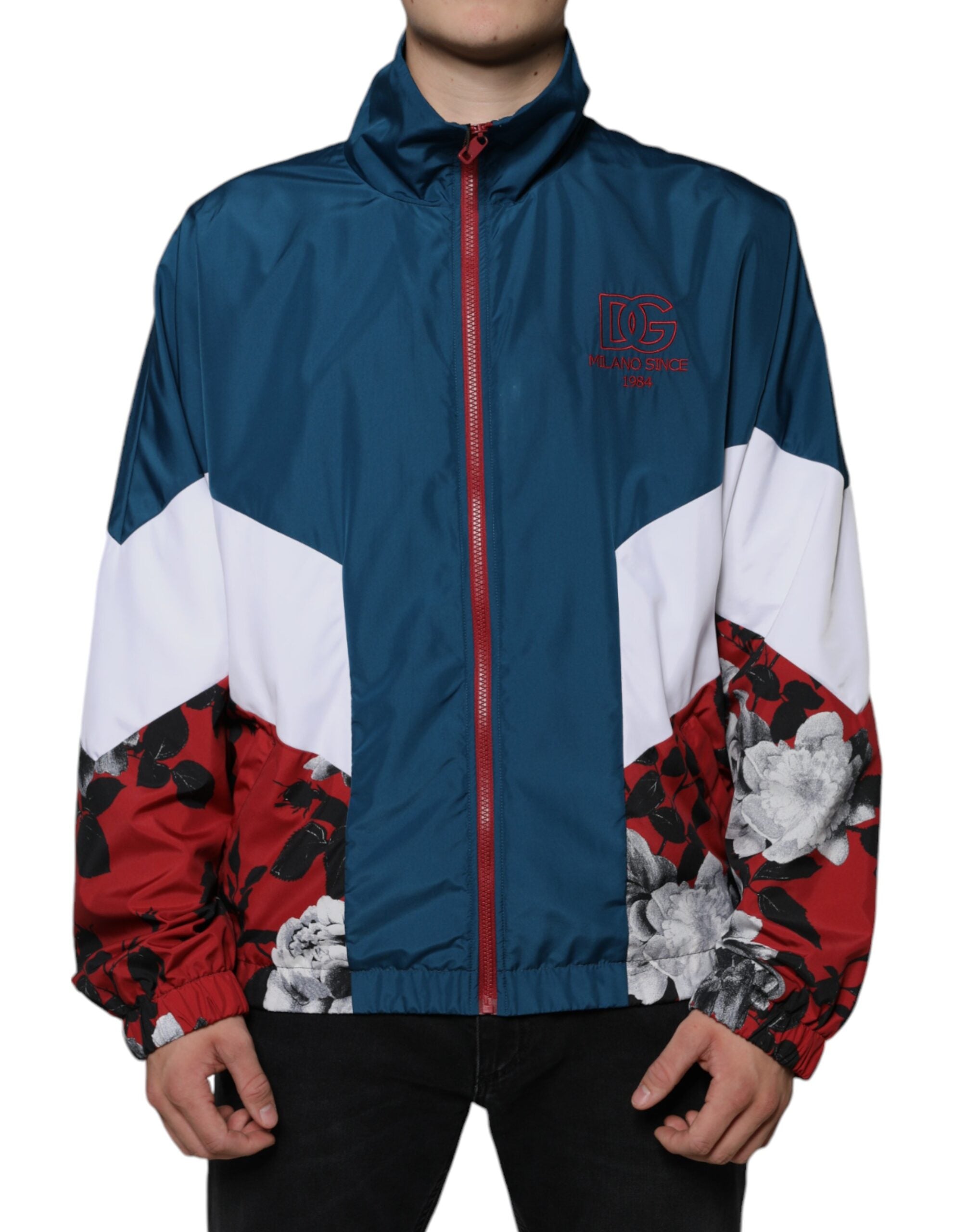 Veste zippée en polyester multicolore de Dolce & Gabbana, style moderne avec design coloré et détails tendance.