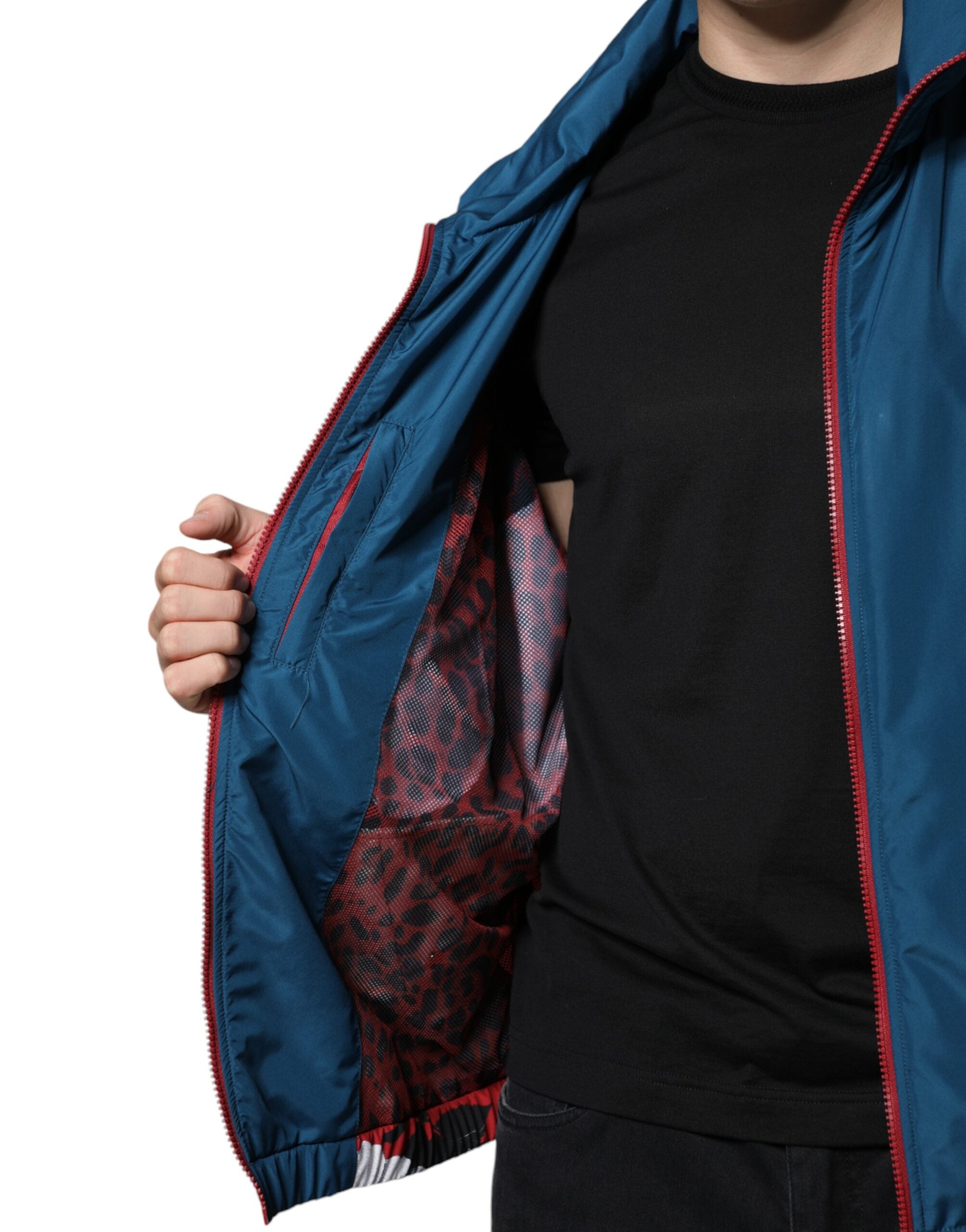 Veste zippée en polyester multicolore de Dolce & Gabbana, style élégant et moderne avec détails colorés.