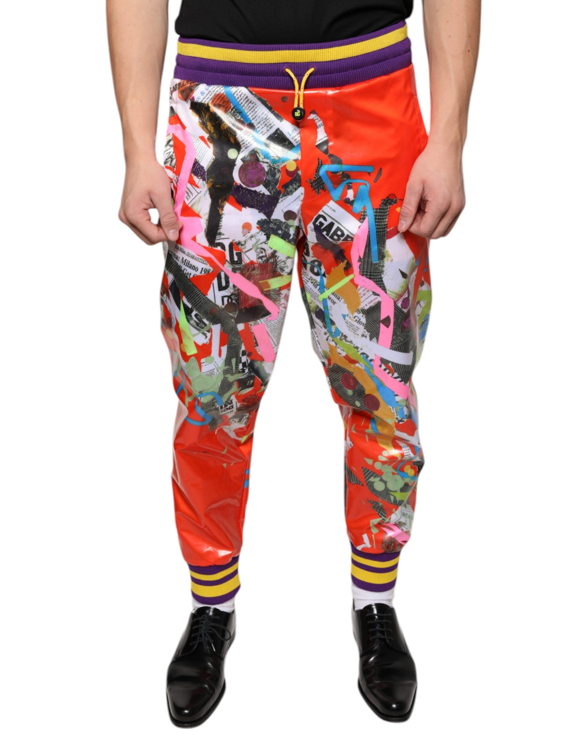 Pantalons de jogging Dolce & Gabbana multicolores imprimés, style décontracté et confortable pour homme.