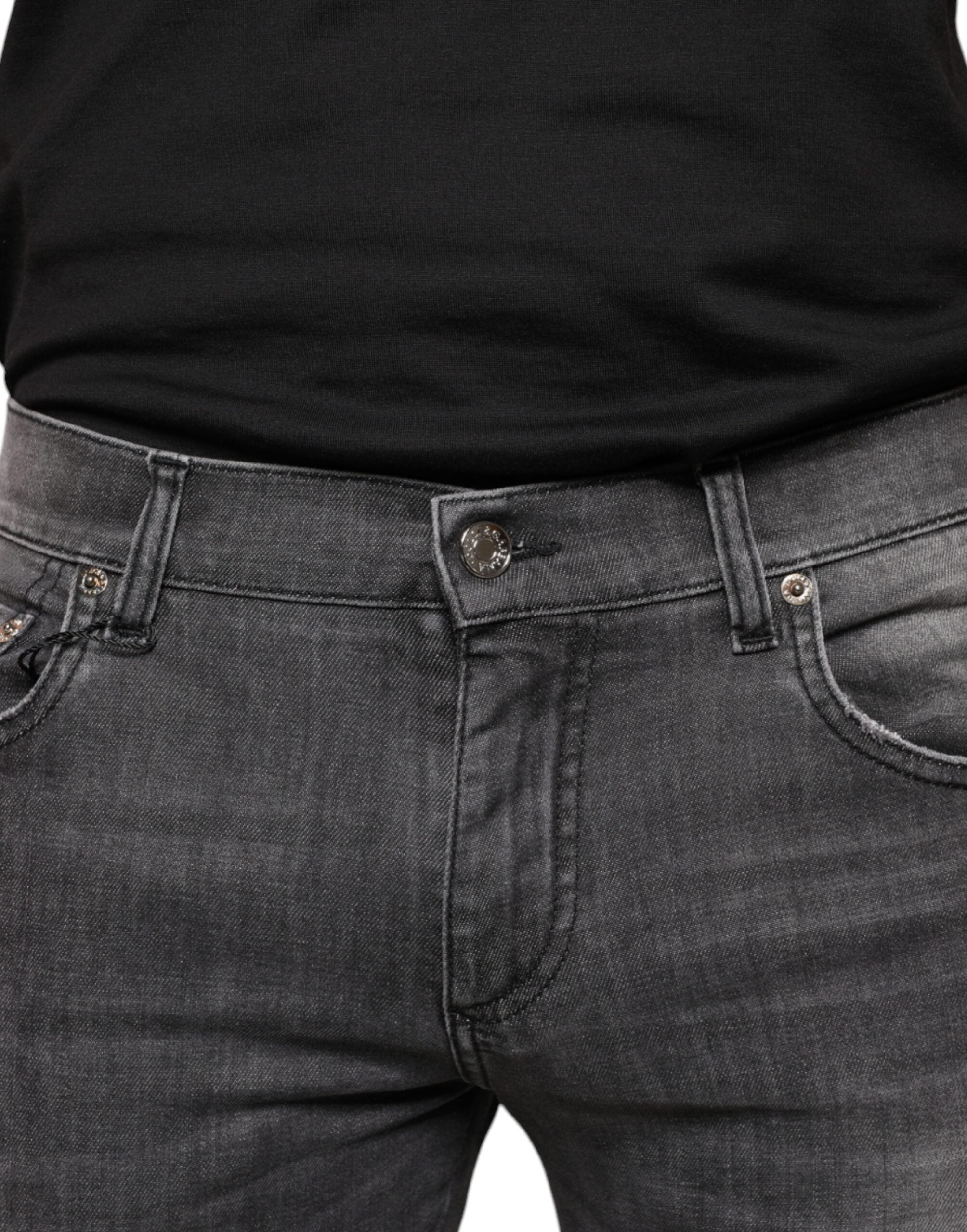 Jeans skinny en jean en coton noir déchiré de Dolce & Gabbana pour homme, style décontracté et tendance.