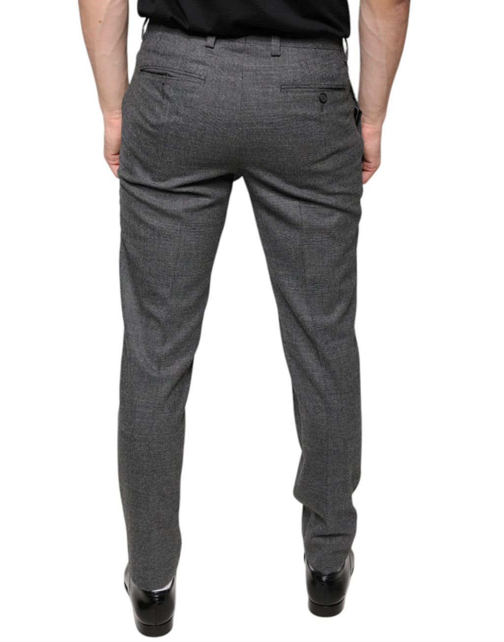 Pantalon skinny en laine à carreaux tartan gris de Dolce & Gabbana, coupe ajustée et style élégant.