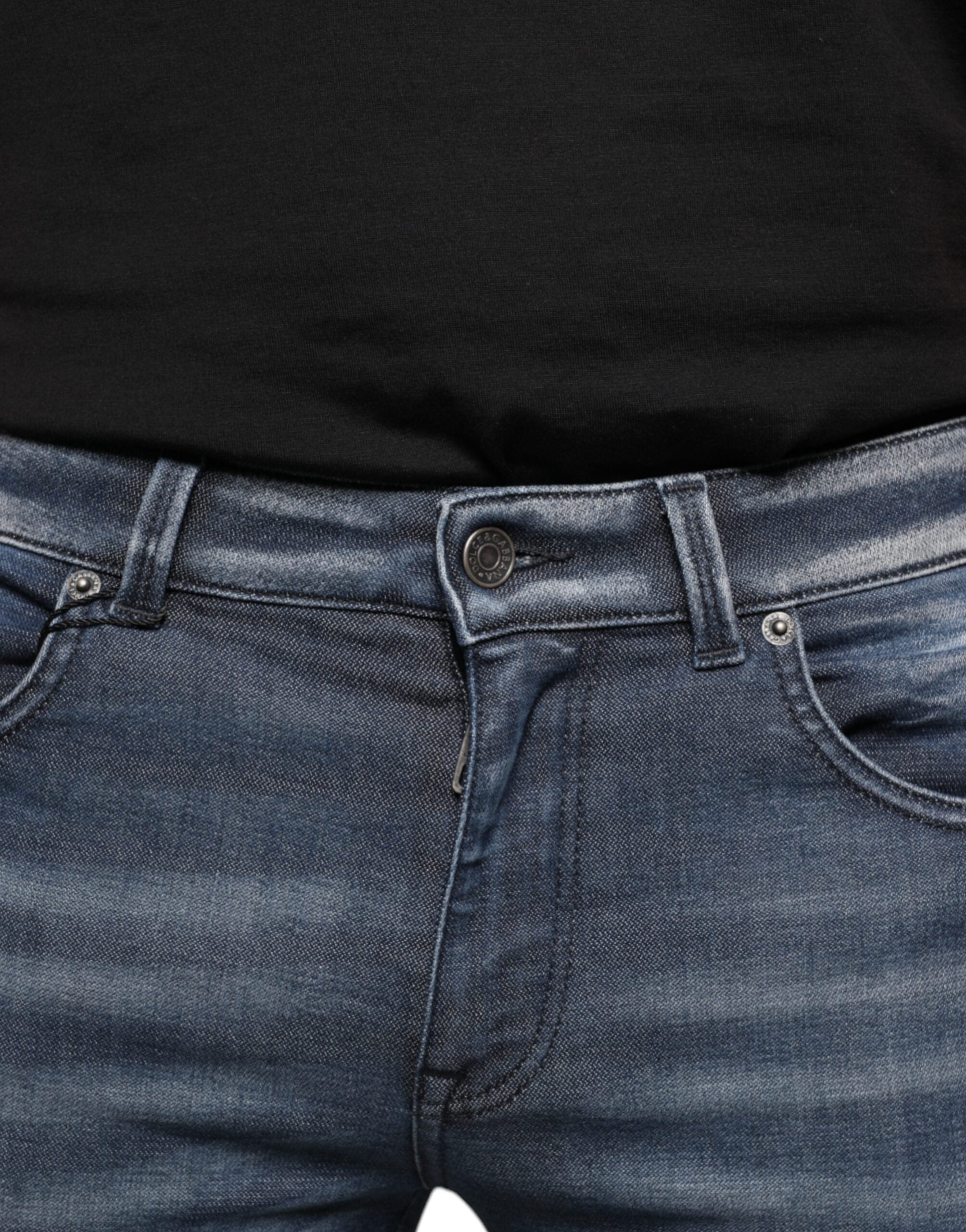 Jeans slim en coton délavé bleu foncé de Dolce & Gabbana, coupe ajustée et détails classiques en denim.