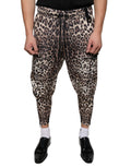 Pantalon jogger en polyester à motif léopard marron de Dolce & Gabbana, style décontracté et tendance.