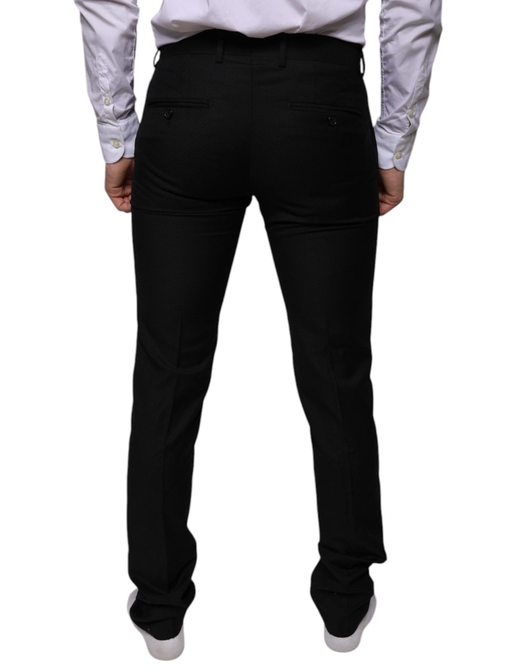 Pantalon formel skinny en laine noire Dolce & Gabbana, couture élégante, près du corps, pour femme.