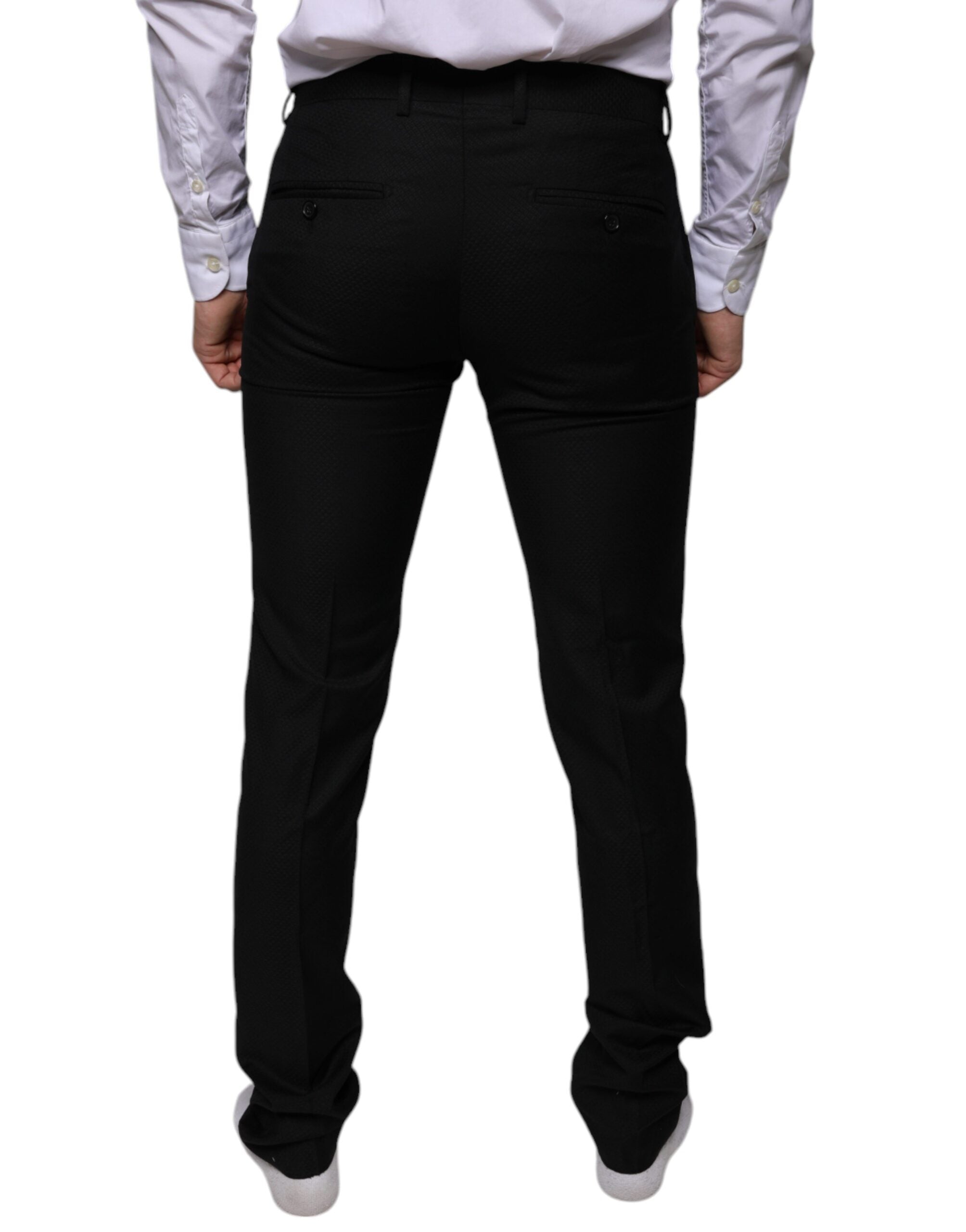 Pantalon formel skinny en laine noire Dolce & Gabbana, couture élégante, près du corps, pour femme.