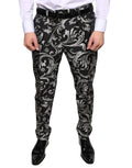 Pantalon skinny en jacquard noir de Dolce & Gabbana, pantalon élégant pour femmes, détail texturé et couture sophistiquée.