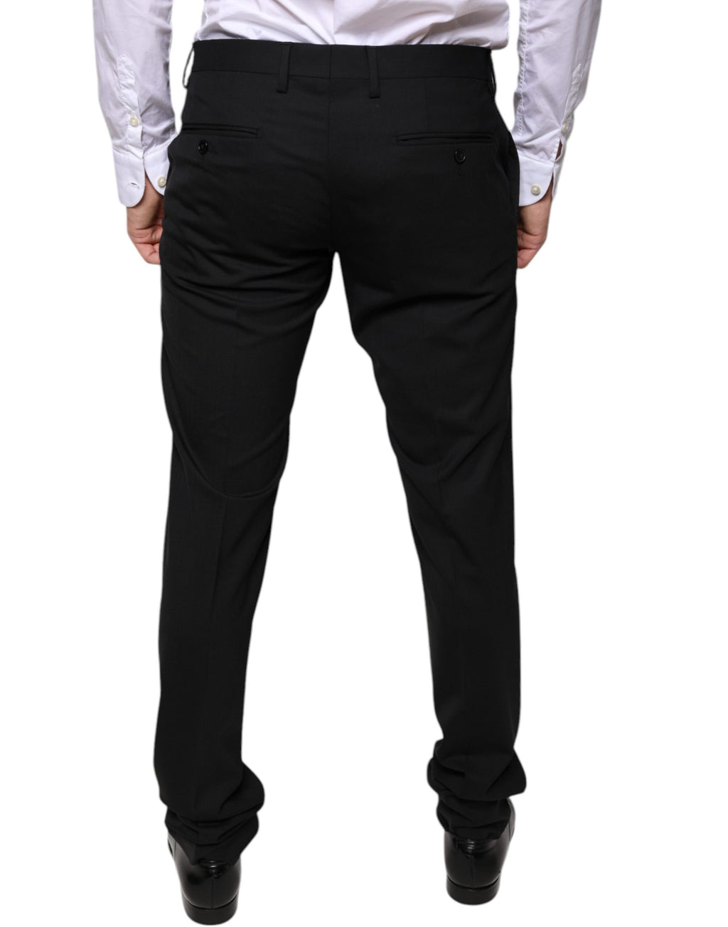 Pantalon habillé noir en laine Dolce & Gabbana, coupe skinny, pour femme, détail élégant et matière raffinée.