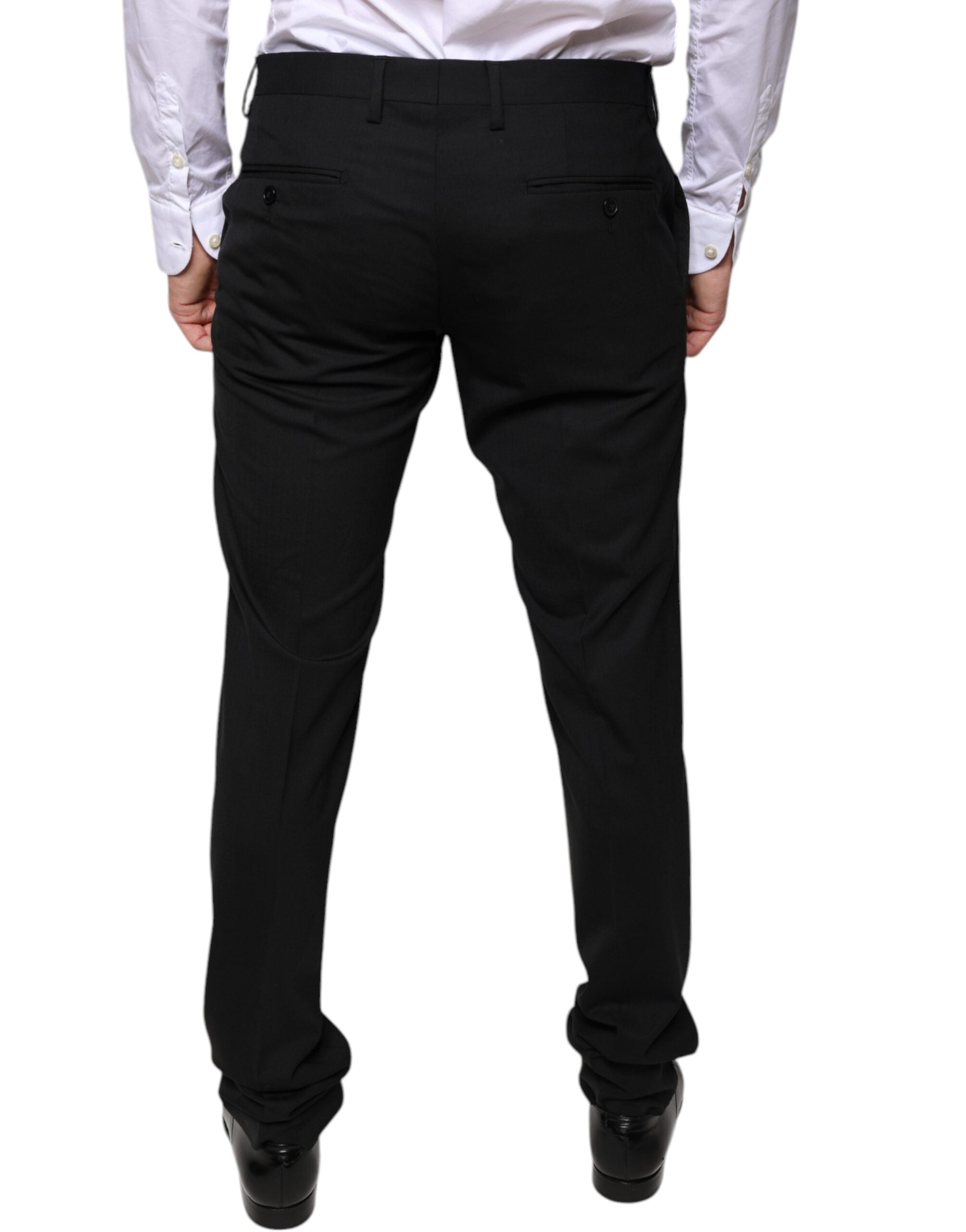 Pantalon habillé noir en laine Dolce & Gabbana, coupe skinny, pour femme, détail élégant et matière raffinée.