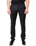 Pantalon homme Dolce & Gabbana à rayures noires, coupe skinny, pantalon de costume élégant et tendance.