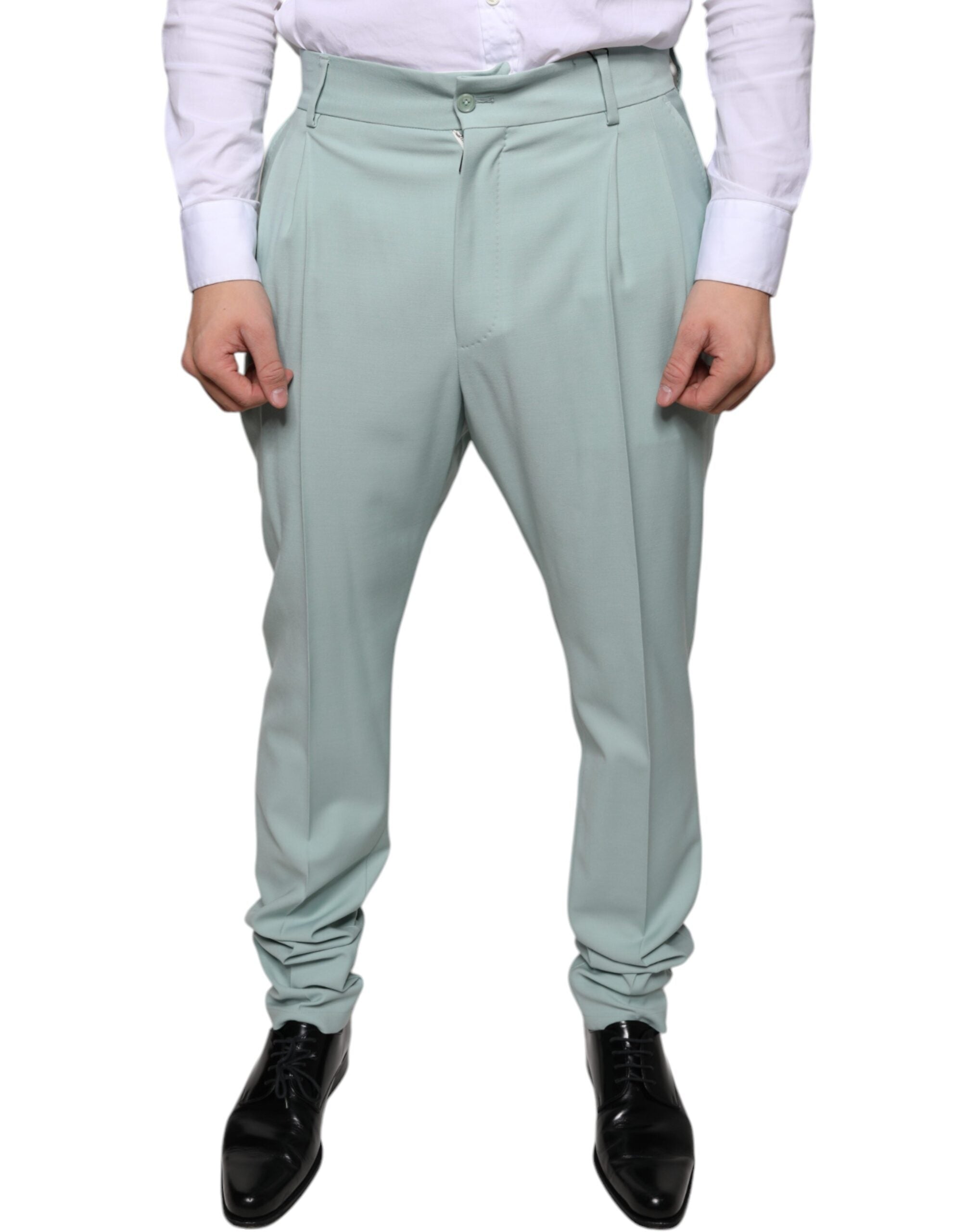 Pantalons en coton vert menthe de Dolce & Gabbana, style élégant et confortable, pour femme.