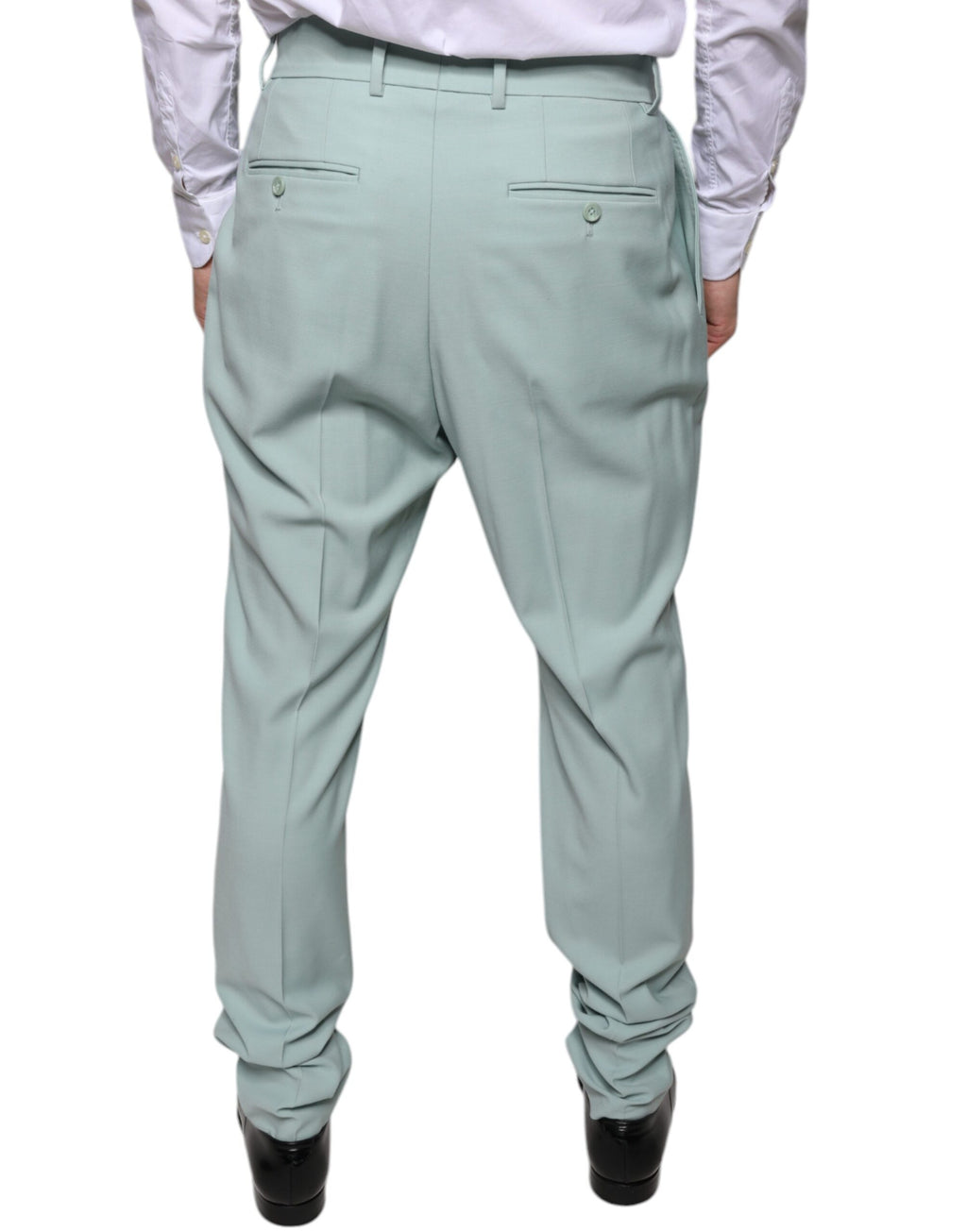 Pantalon en coton vert menthe de Dolce & Gabbana, style élégant, avec coupe droite et détails sophistiqués.