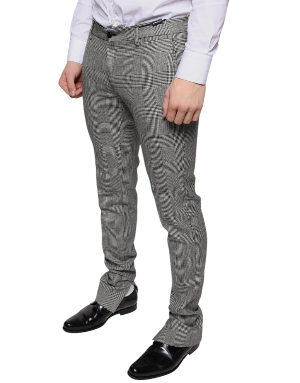 Pantalon skinny en laine à carreaux tartan gris de Dolce & Gabbana, style élégant et tendance.
