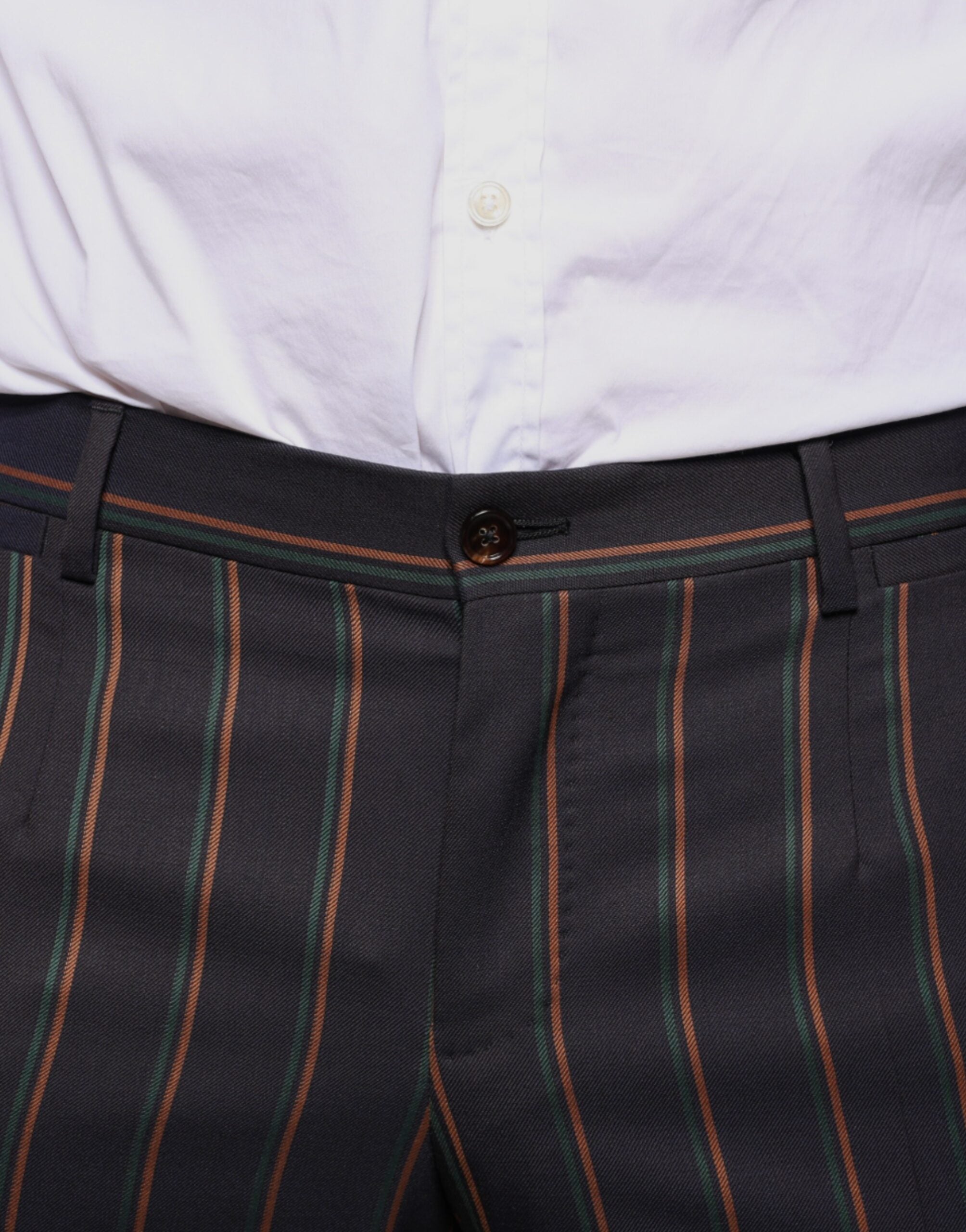 Pantalon homme Dolce & Gabbana à rayures marron, coupe skinny, pantalon de costume élégant pour hommes.