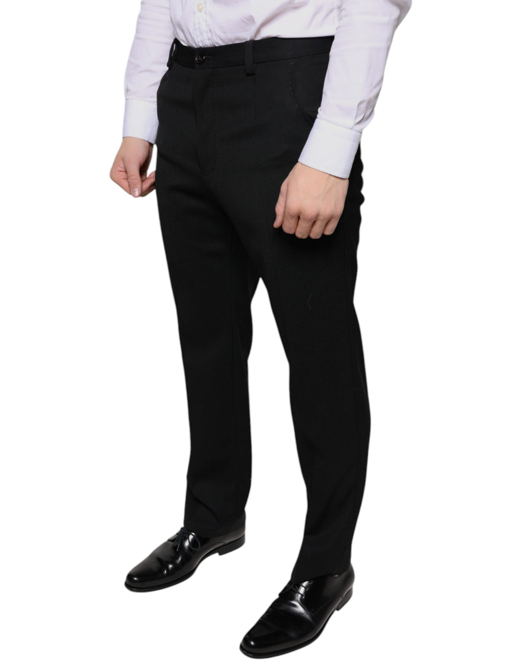 Pantalon homme noir en laine skinny de la marque Dolce & Gabbana, style élégant pour dressing formel.