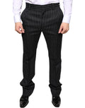 Pantalon skinny pour homme Dolce & Gabbana à rayures noires, style élégant et ajusté, en tissu habillé.