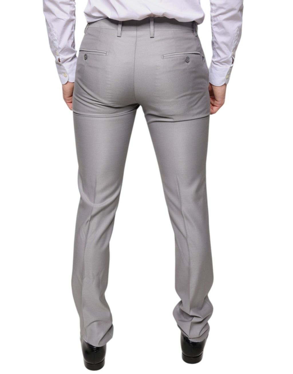 Pantalon en laine gris clair de Dolce & Gabbana pour homme, style élégant et classique.