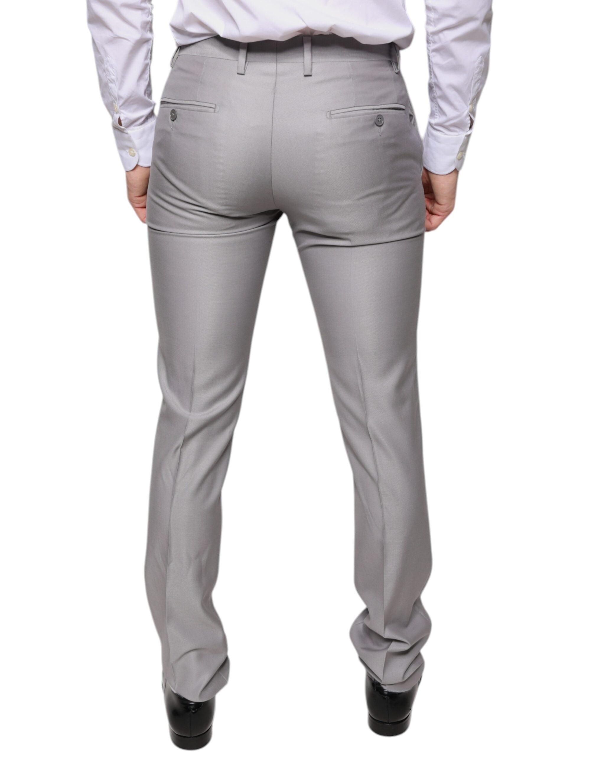 Pantalon en laine gris clair de Dolce & Gabbana pour homme, style élégant et classique.