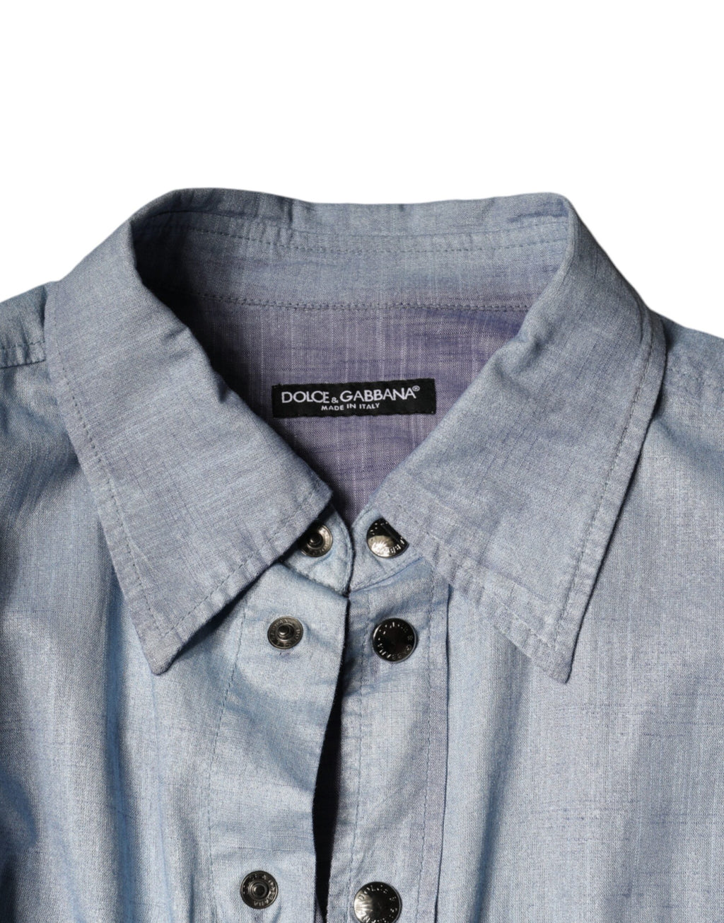 Chemise décontractée en coton Dolce & Gabbana Light Blue avec boutons, style casual et élégance.