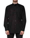 Chemise homme Dolce & Gabbana en coton noir à boutons, style casual avec col classique, vue de face.