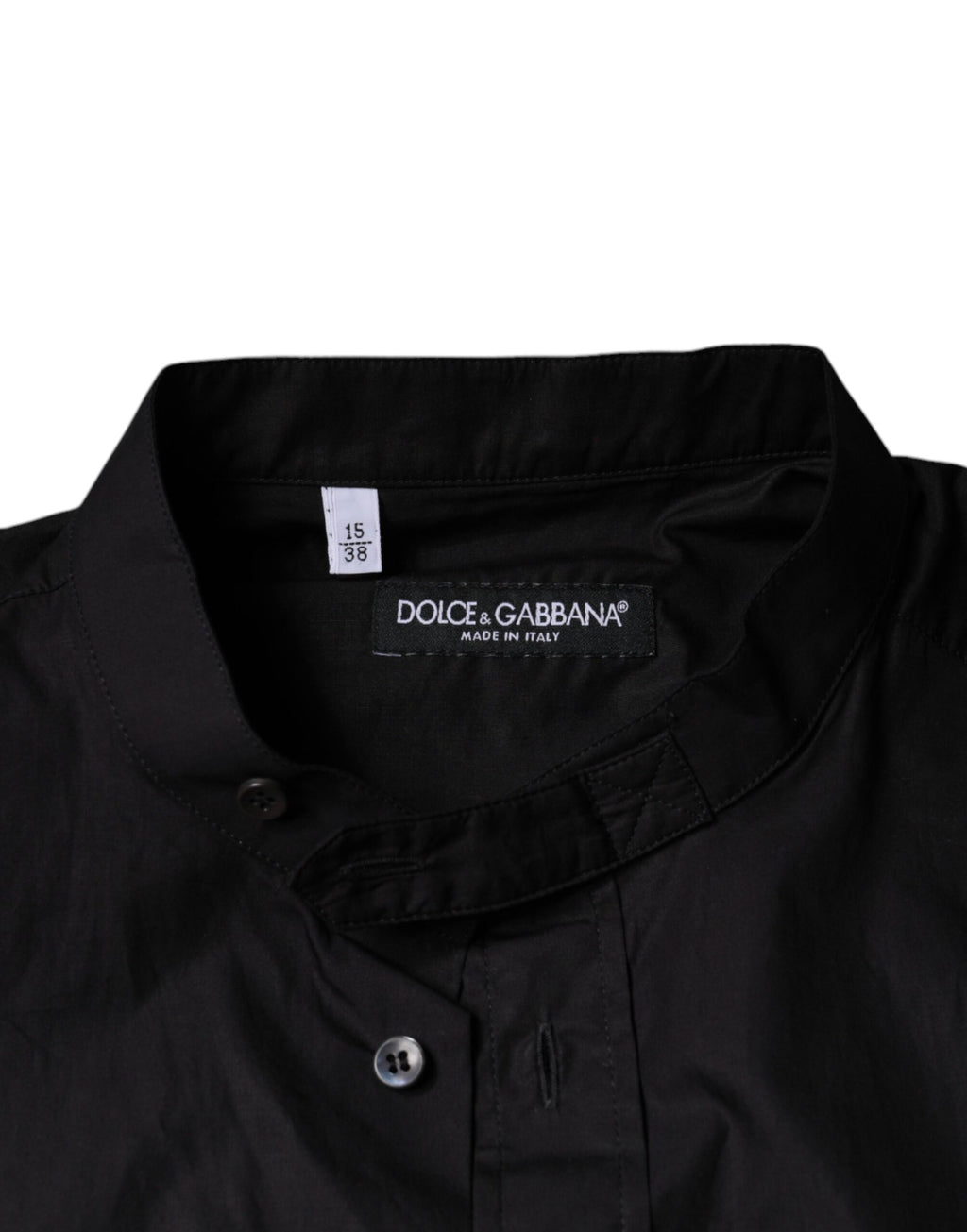 Chemise décontractée noire en coton Dolce & Gabbana pour homme, avec boutons visibles et coupe élégante.