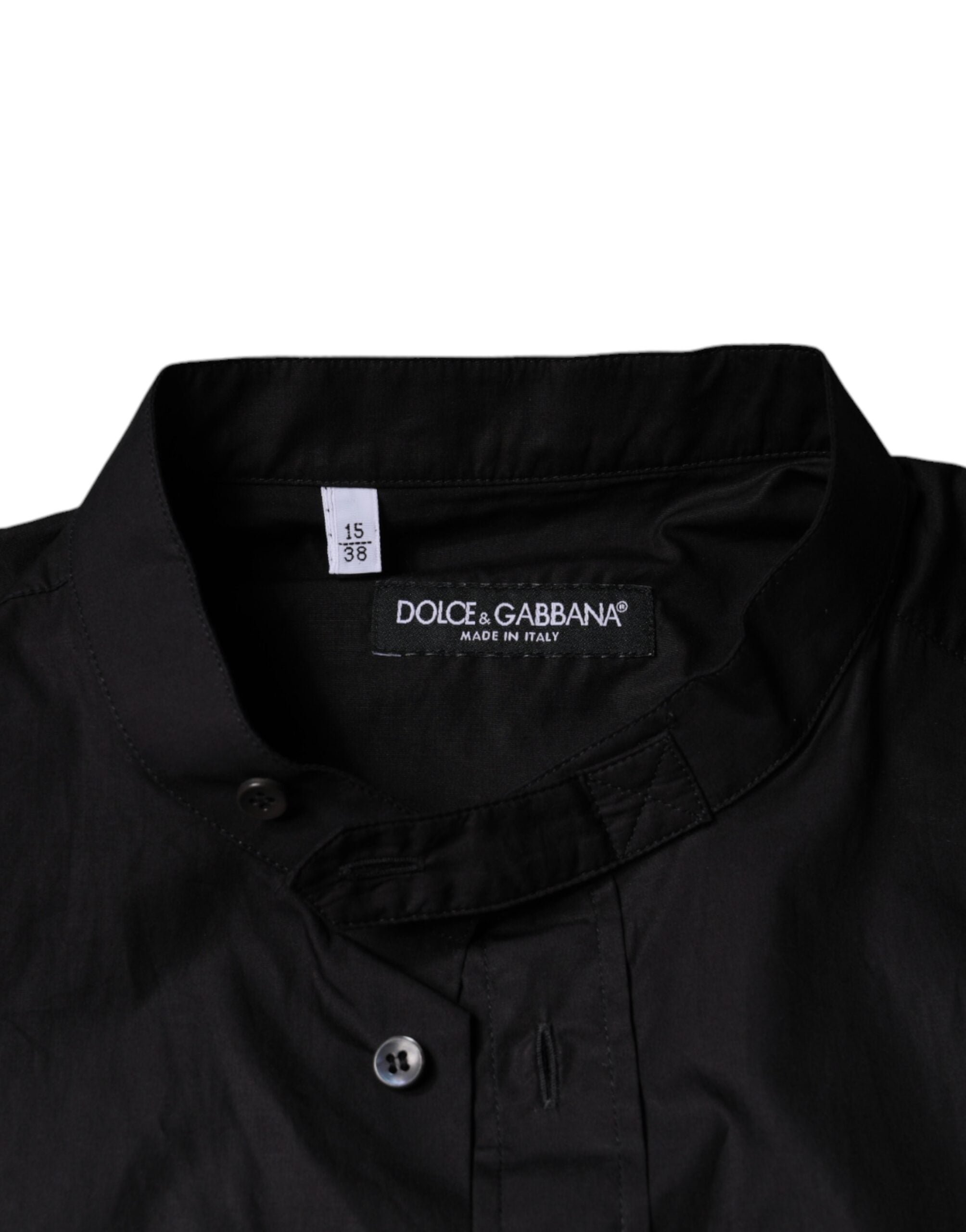 Chemise décontractée noire en coton Dolce & Gabbana pour homme, avec boutons visibles et coupe élégante.