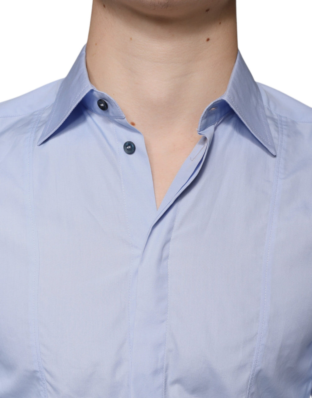 Chemise formelle en coton pour homme Dolce & Gabbana Light Blue, style élégant avec col classique et manches longues.