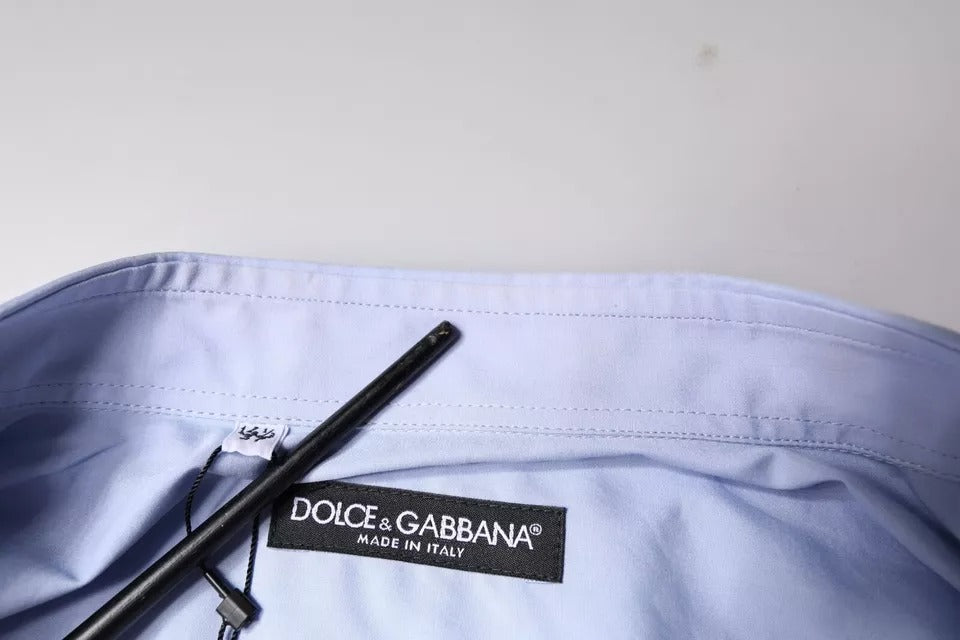 Chemise formelle en coton Dolce & Gabbana Light Blue pour homme, style élégant et moderne, vue de face.