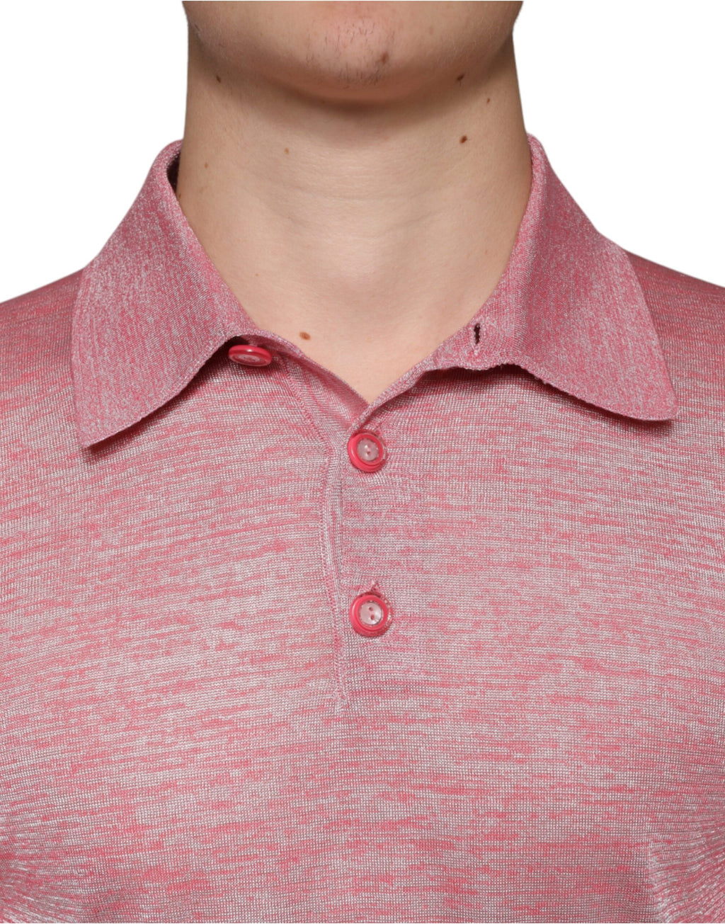 Polo homme Dolce & Gabbana en polyester rose à manches longues, style élégant et décontracté.