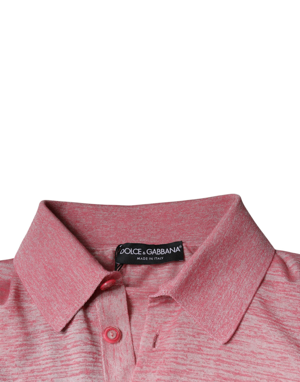 Polo homme Dolce & Gabbana en polyester rose à manches longues, style élégant et décontracté.
