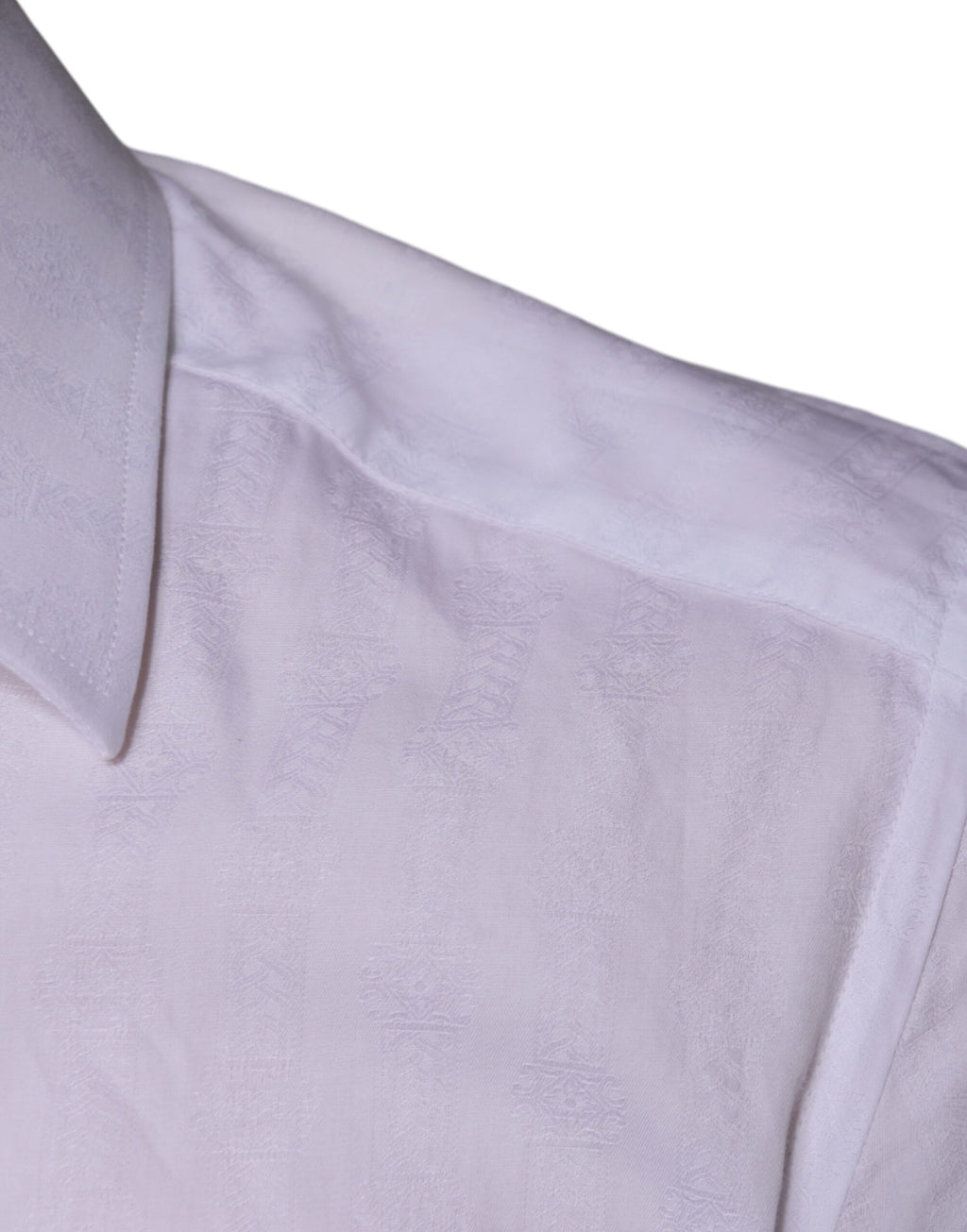 Chemise blanche en coton Dolce & Gabbana pour homme, vêtement formel orné de détails dorés.