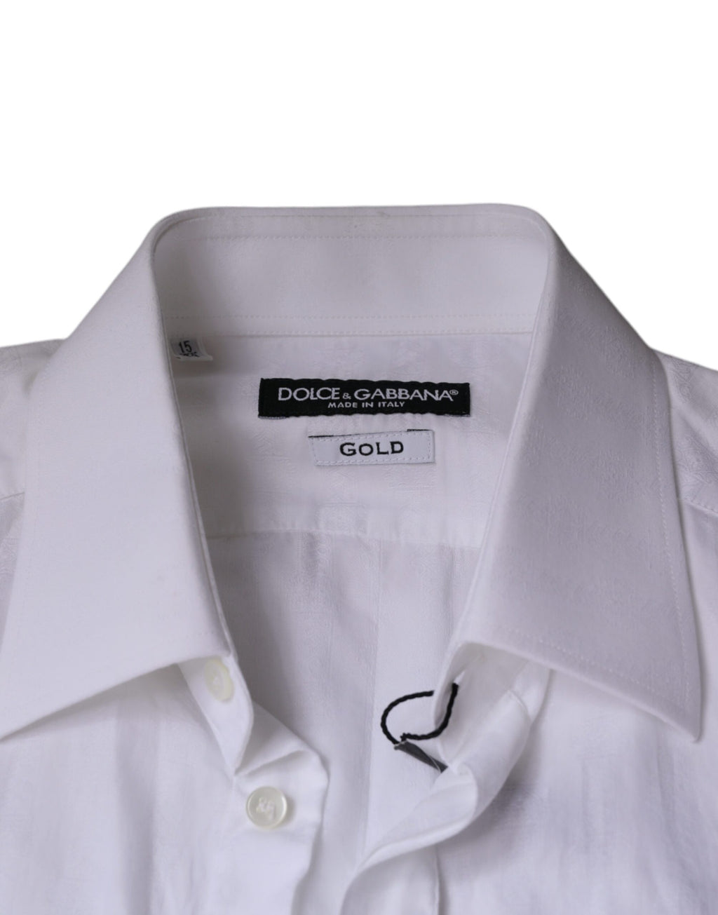 Chemise formelle blanche en coton pour homme Dolce & Gabbana, avec détails dorés visibles sur l'image.