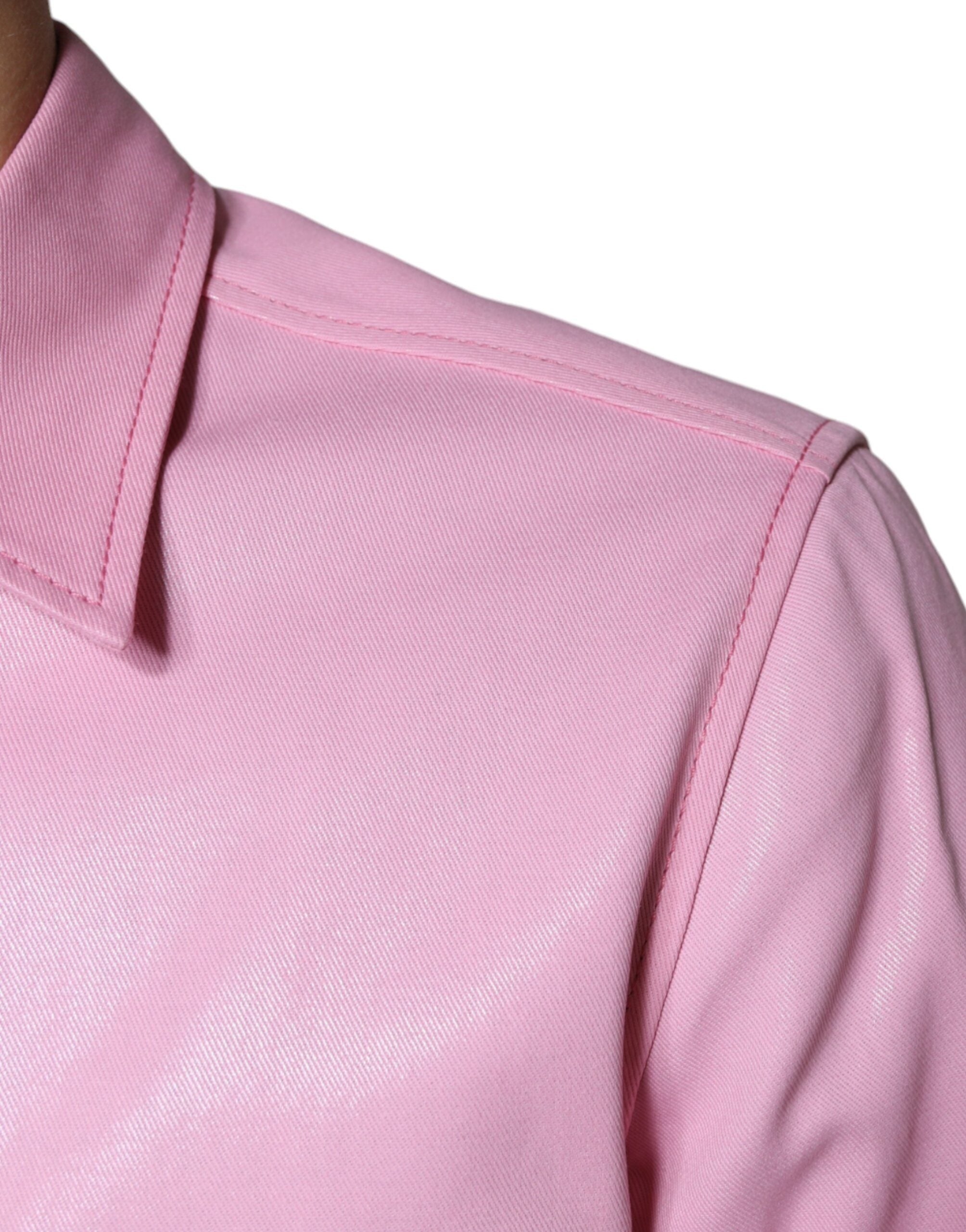 Chemise Dolce & Gabbana en coton rose à col et boutons, vue de face.