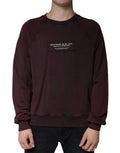 Sweatshirt homme en laine bordeaux Dolce & Gabbana avec logo au niveau du torse, col rond et manches longues.