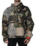 Sweat à capuche multicolore camouflage Dolce & Gabbana avec logo, en coton, porté sur un mannequin.