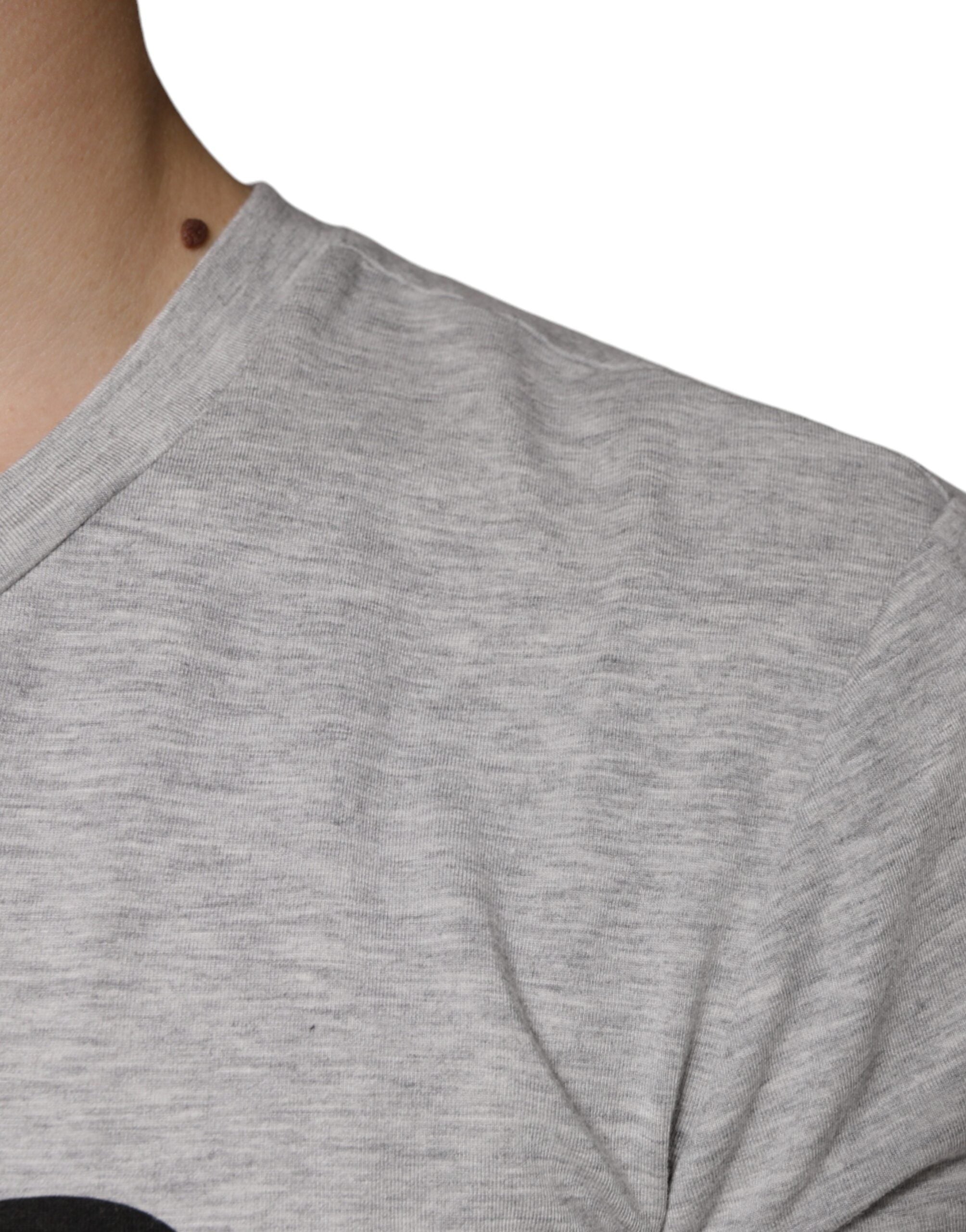 T-shirt à manches courtes gris avec logo imprimé Dolce & Gabbana, style décontracté et moderne
