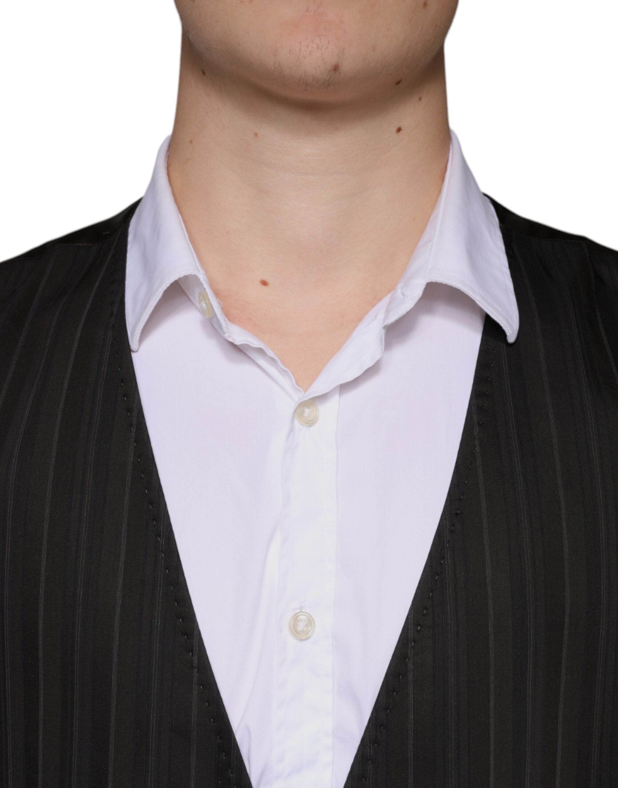 Robe-chemise noire en coton Dolce & Gabbana, robe de costume formelle avec veste cintrée.