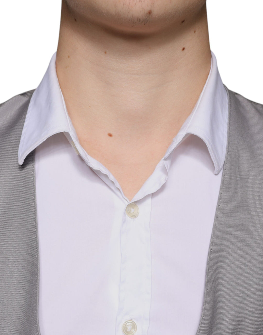 Veste de costume en laine gris clair de Dolce & Gabbana, sans manches, élégante et formelle pour homme.