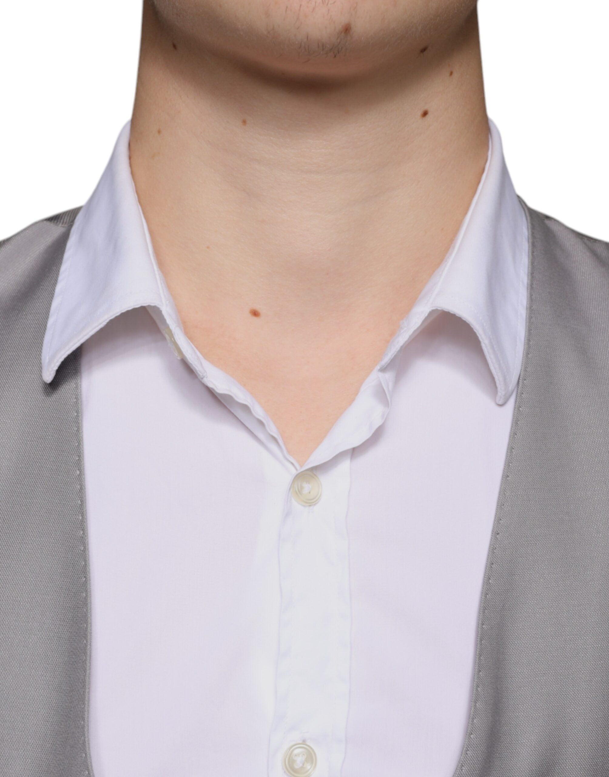 Veste de costume en laine gris clair de Dolce & Gabbana, sans manches, élégante et formelle pour homme.
