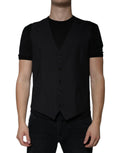 Gilet noir en laine de marque Dolce & Gabbana, style veston formel pour femme, détails élégants et coupe ajustée.