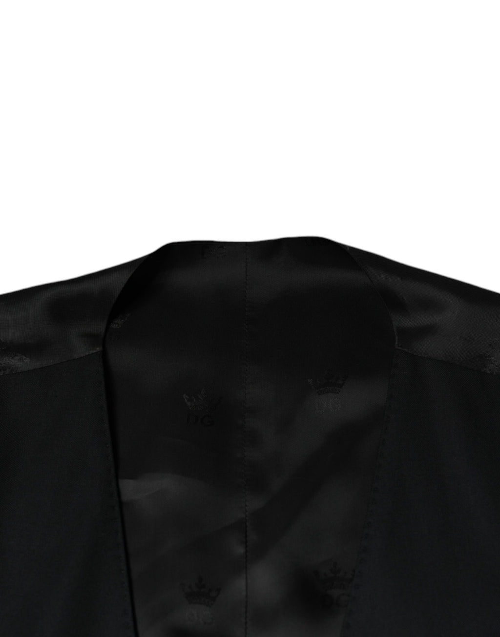 Gilet de robe en laine noire Dolce & Gabbana, vêtement formel, ajusté, avec détails élégants et coupe sophistiquée.